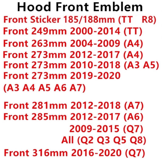 Audi ABS Silver Black Emblem Logo For A3 A4 A5 A6 A7 Q2 Q3 Q5 Q8 TT - Lxud Customz