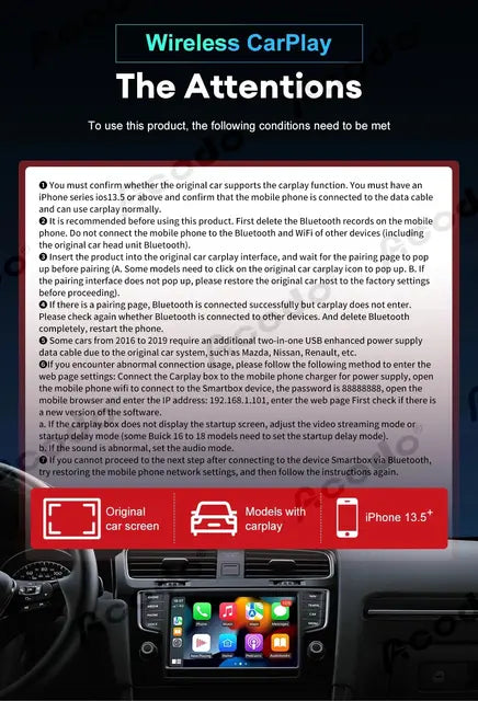 Wired to Wireless Apple/Andriod CarPlay Adapter for OEM Headunit - Lxud Customz